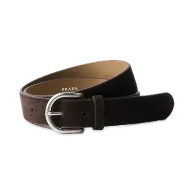 PRADA Suede Belt "Dark Brown"