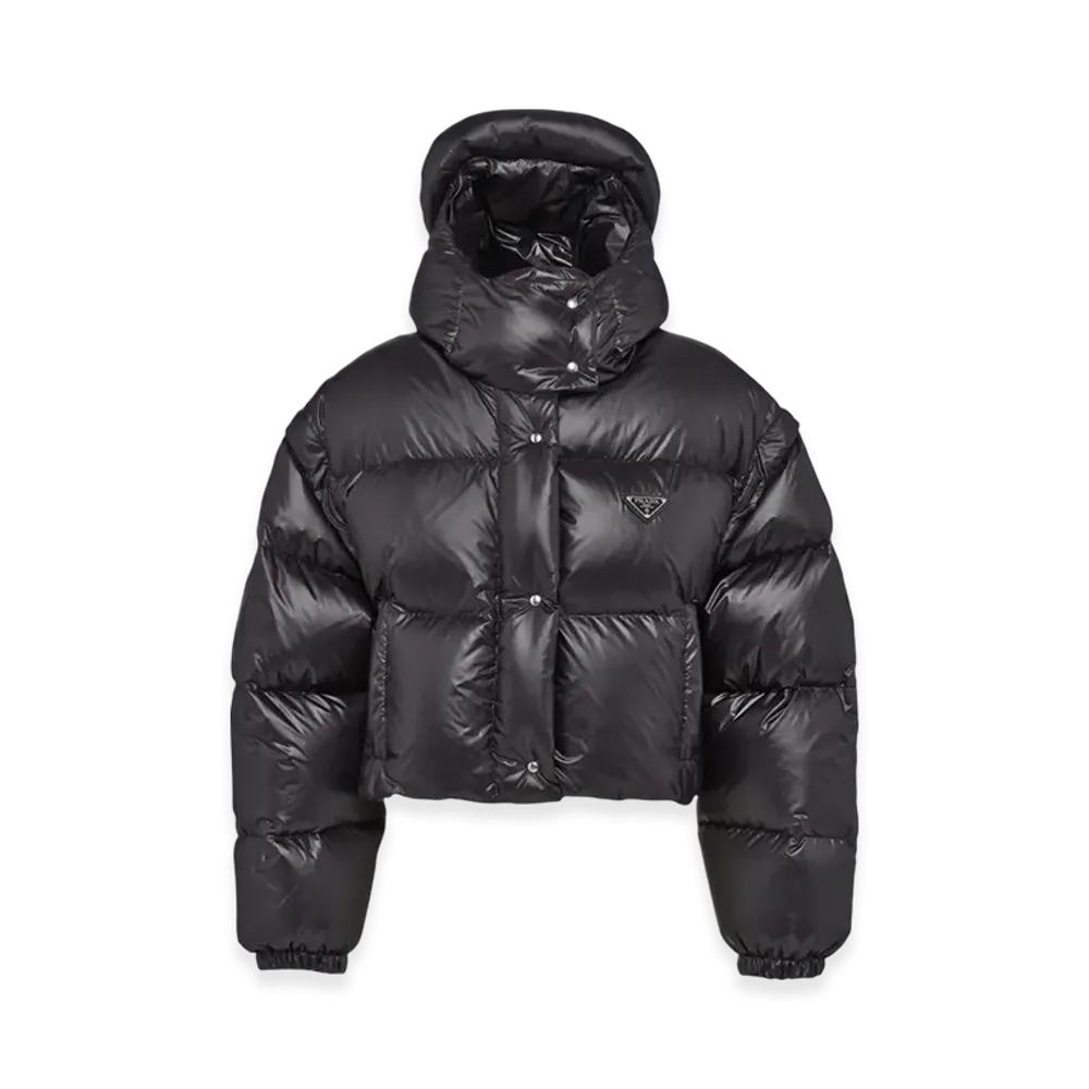 PRADA Women's Re-Nylon Convertible Cropped Down Jacket "Black"