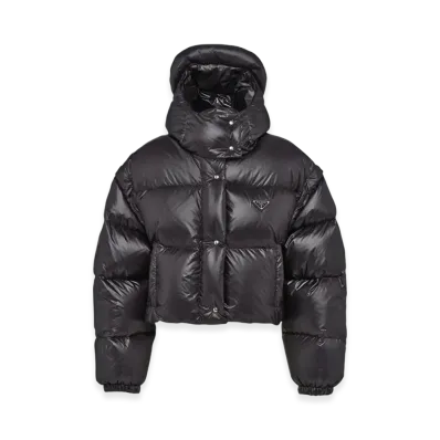 PRADA Women's Re-Nylon Convertible Cropped Down Jacket "Black"