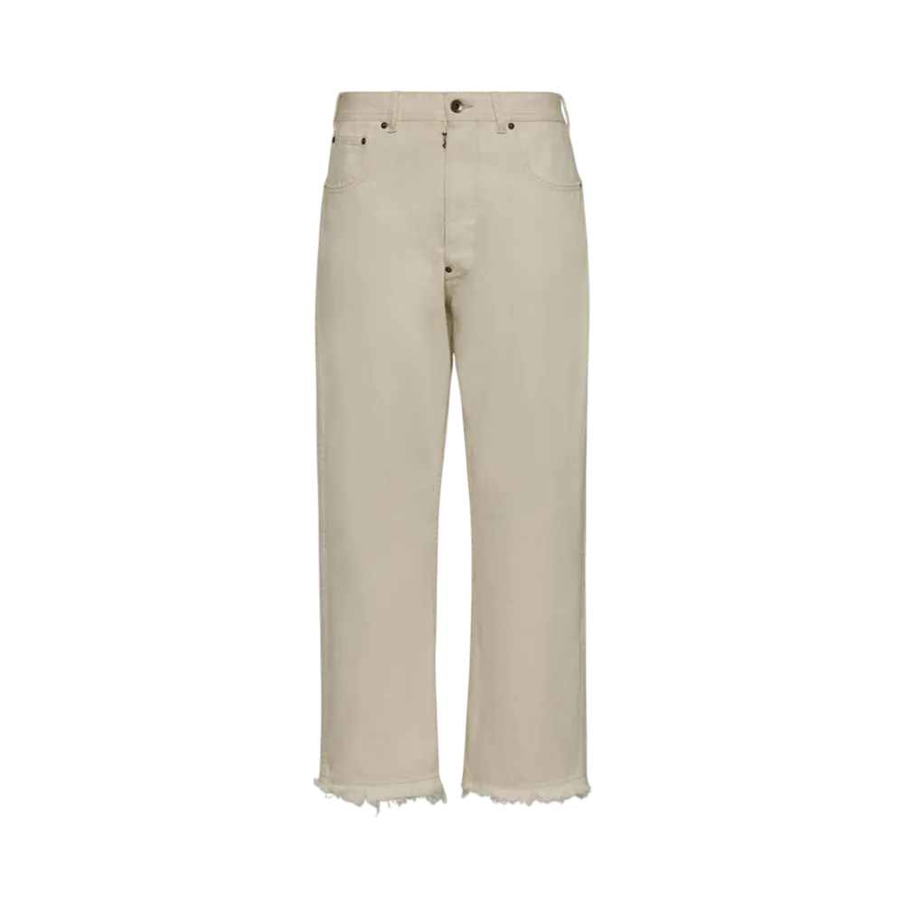 Maison Margiela Men's Frayed Jeans "Ecru"