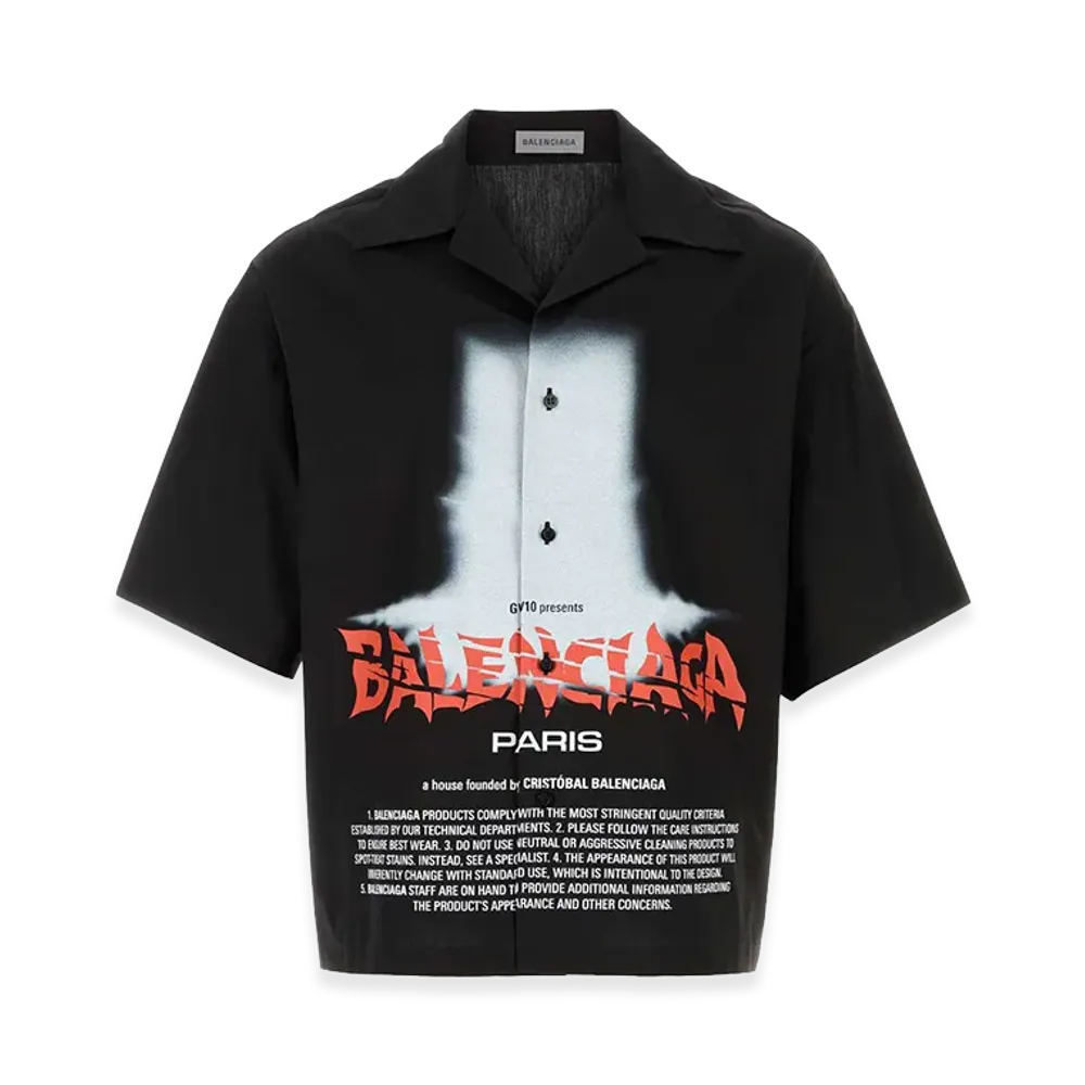 BALENCIAGA Poplin Short Sleeve Shirt "Black"