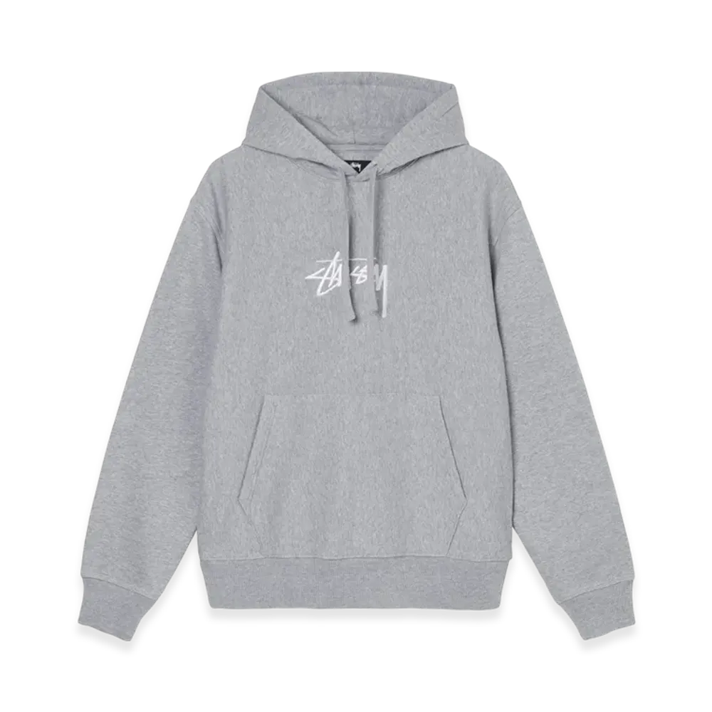 Stussy Stock Logo Embroidered Hood Grey Heather - 21FW "Heather Grey"