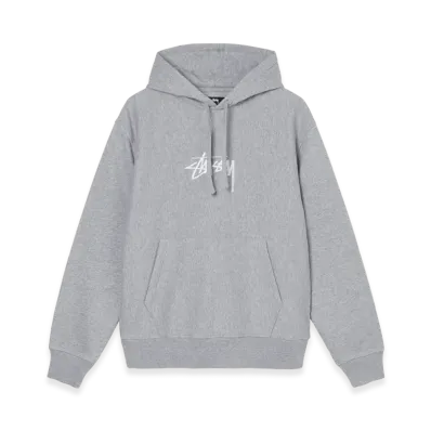 Stussy Stock Logo Embroidered Hood Grey Heather - 21FW "Heather Grey"