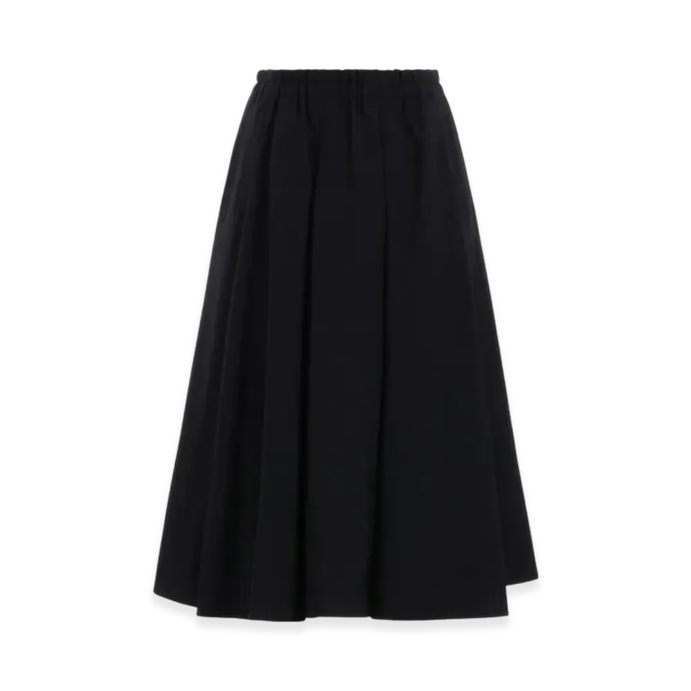 Yohji Yamamoto Wool Gabadine R-Tuck Flare Skirt "Black"