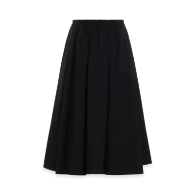 Yohji Yamamoto Wool Gabadine R-Tuck Flare Skirt "Black"