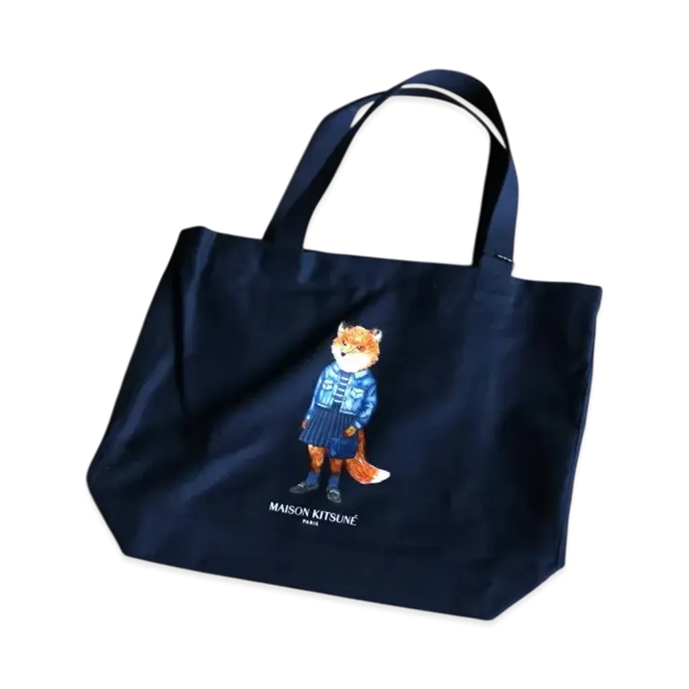 Maison Kitsune Dressed Fox Tote "Classic Navy"