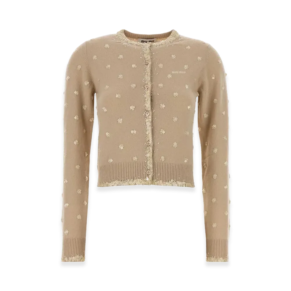MIU MIU Women's Skin Cashmere Cardigan "Multicolor/Pink"