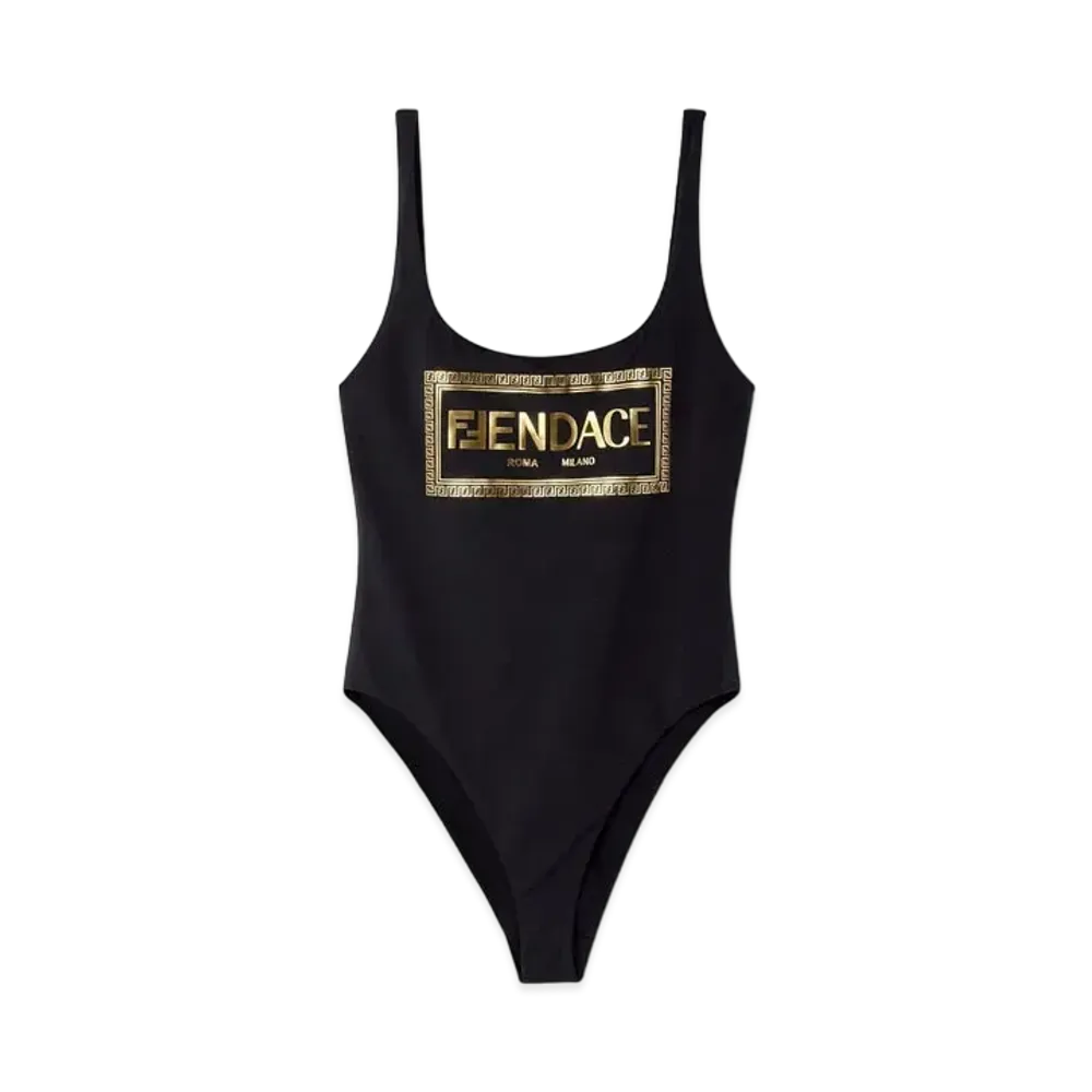 FENDI x Versace Fendace Logo One-Piece Swimsuit "Black"