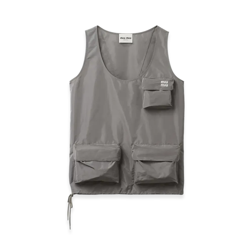 MIU MIU Women's Technical Fabric Mini Dress "Lead Gray"