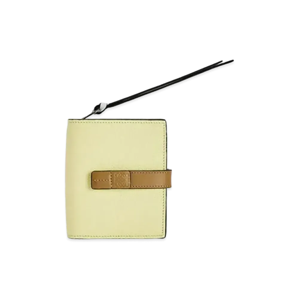LOEWE Compact Zip Wallet In Soft Grained Calfskin "Pale Lime / Ochre Green"