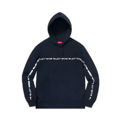 Supreme Text Stripe Hooded Sweatshirt "Navy"