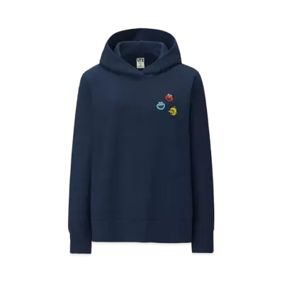 KAWS x Uniqlo x Sesame Street Elmo Cookie Monster Big Bird Heads Hoodie "Navy"