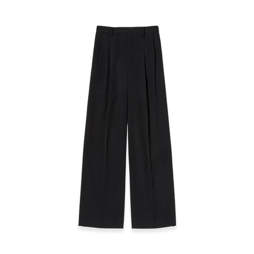 AURALEE Women's Light Wool Max Gabardine Two-Tuck Slacks "Top Black"