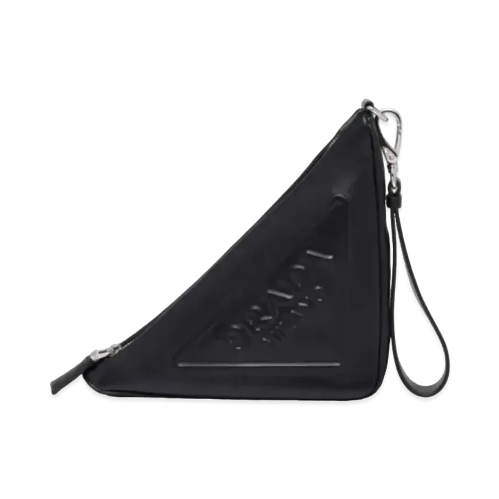 PRADA Triangle Leather Pouch "Black"