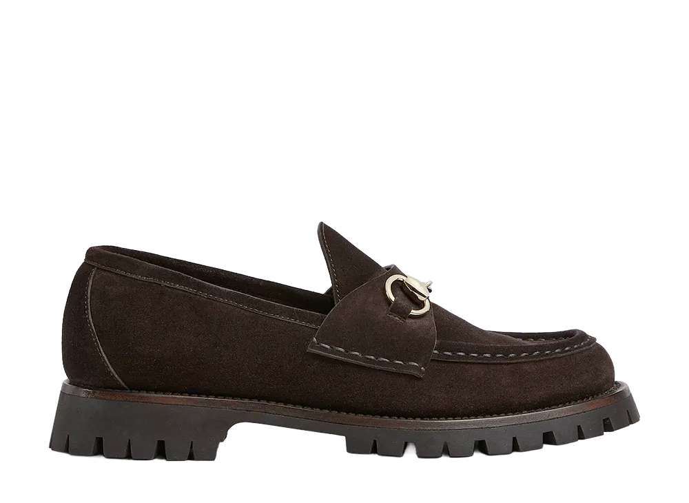 GUCCI Women's Loafer with Horsebit "Dark Brown Suede"