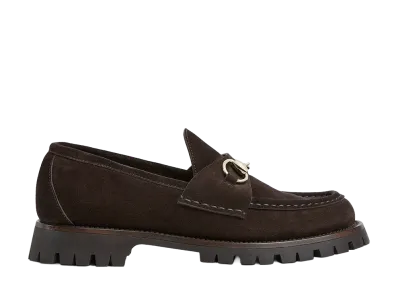 GUCCI Women's Loafer with Horsebit "Dark Brown Suede"