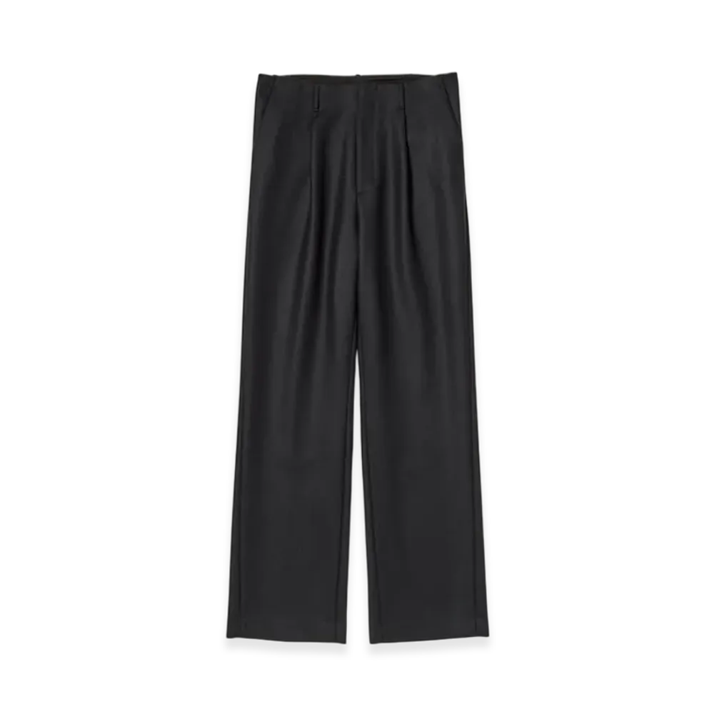 AURALEE Light Melton One-Tuck Slacks "Dark Charcoal"