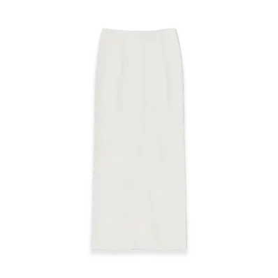 AURALEE Cotton Silk Stretch Double Face Knit Skirt "Ivory White"
