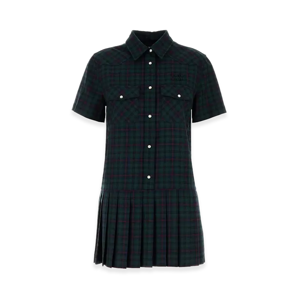 MIU MIU Women's Embroidered Wool Mini Dress "Checked"