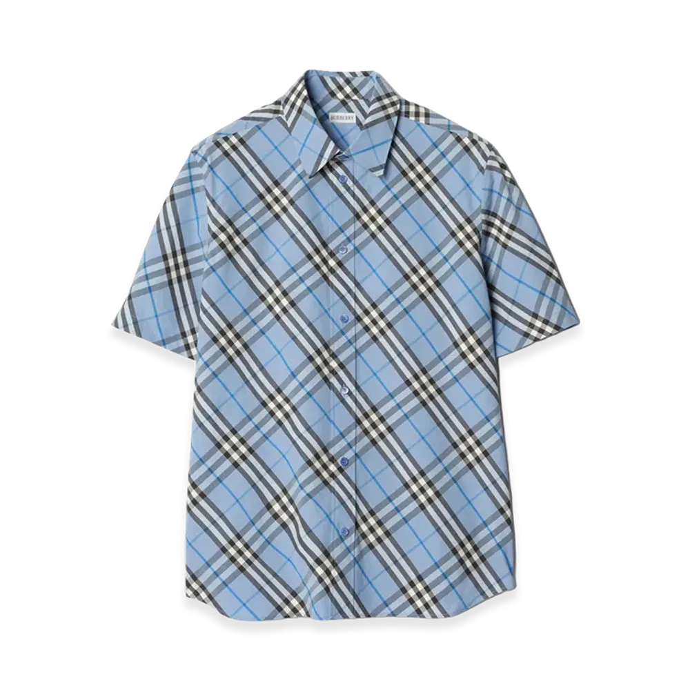 Burberry Regular Fit Check Cotton Shirt "Cornflower Blue"