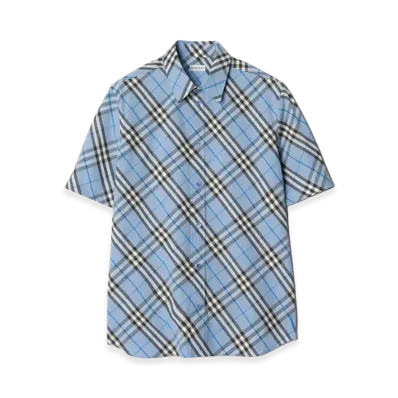 Burberry Regular Fit Check Cotton Shirt "Cornflower Blue"