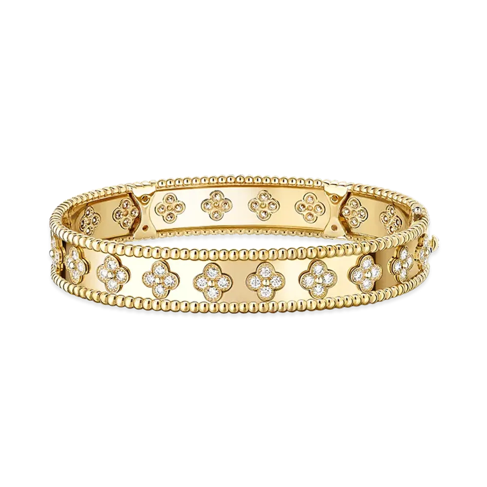 Van Cleef & Arpels Perlee clovers bracelet medium model "18K Yellow gold/Diamond"