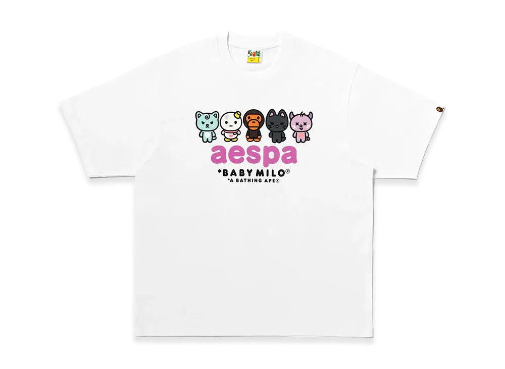 A BATHING APE x aespa Baby Milo Relaxed Fit Tee "White"