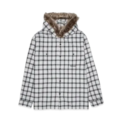 Supreme Fur Trim Flannel Hooded Shirt "White"