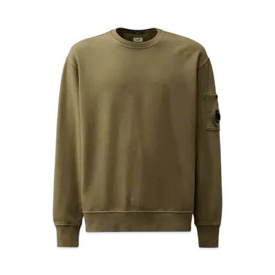 C.P Company Brushed and Emerized Diagonal Fleece Lens Crew Neck Sweatshirt "Grape Leaf"
