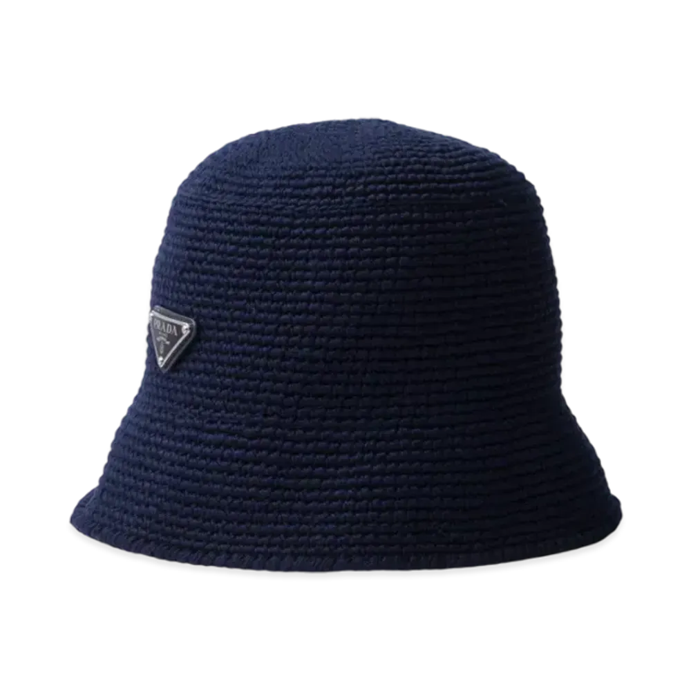 PRADA Crochet Bucket Hat "Navy"