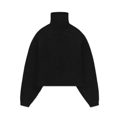 FEAR OF GOD Essentials Women's Heavy Waffle Cropped Turtleneck "Black"