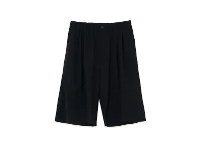YOKE Exclusive Wool Washer Tropical 2pleated Easy Wide Shorts "Black"