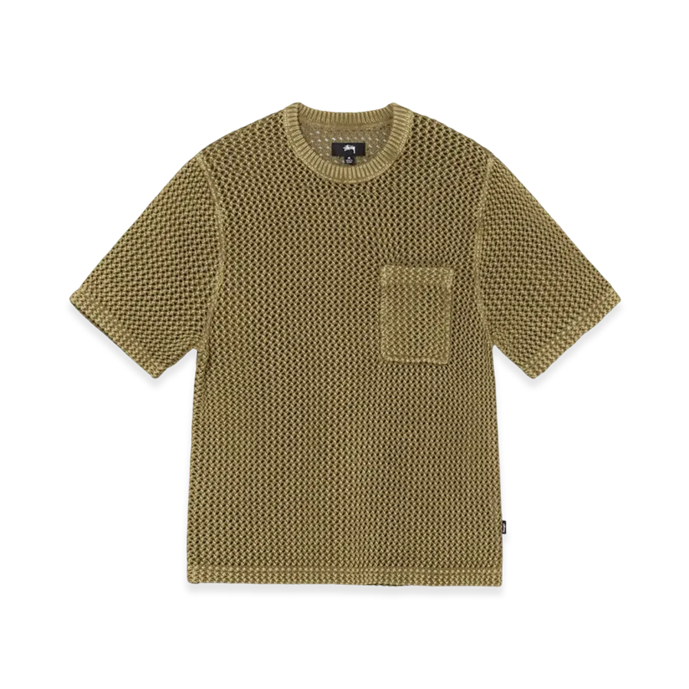 Stussy Overdyed Mesh Crew "Khaki"