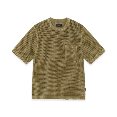 Stussy Overdyed Mesh Crew "Khaki"