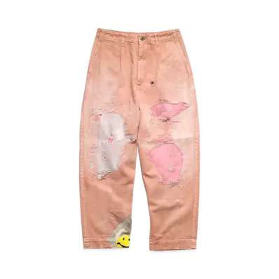 KAPITAL KARAGI HIGH WEST NEAM PANTS (LAMBER JACK DAMAGED) "Pink"