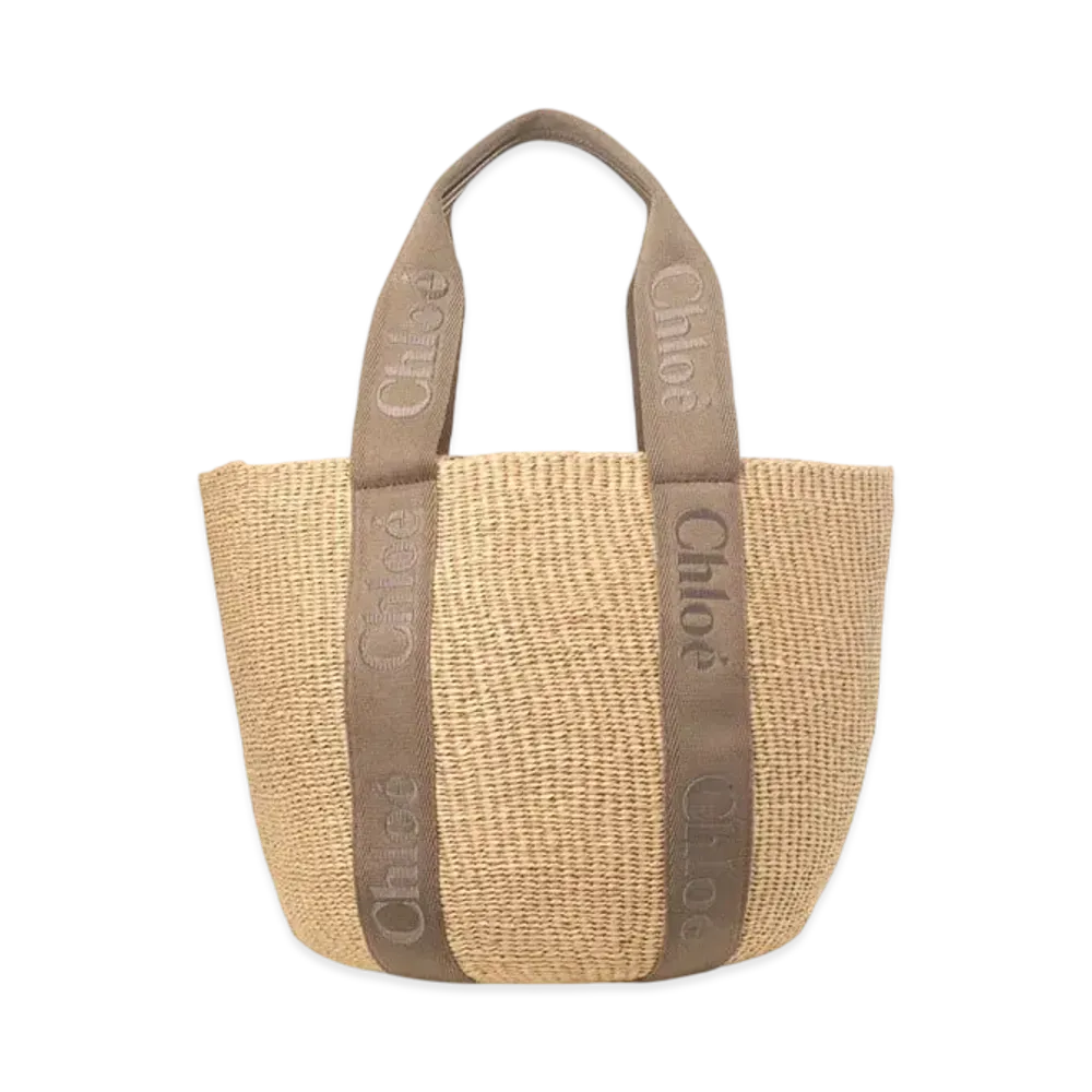 Chloe Large Woody Basket In Natural Fibers "Dark Nut"