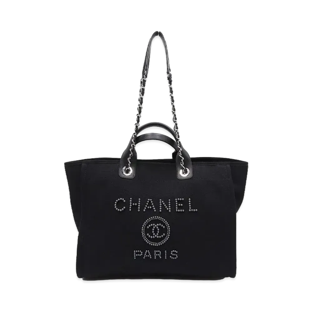 CHANEL Medium Deauville Tote Canvas "Black/Silver"