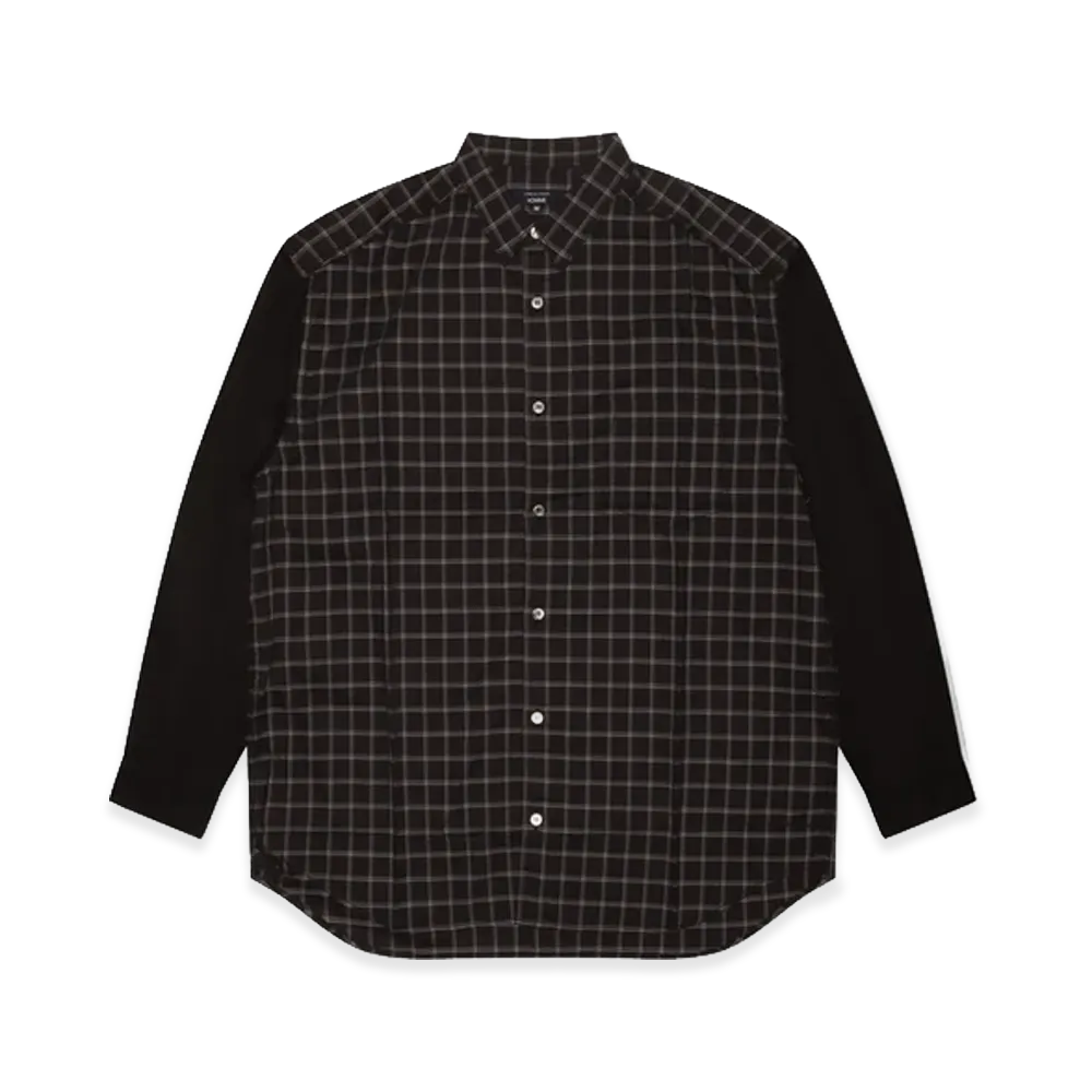 COMME des GARCONS HOMME Cotton Check x Cotton Broad Plain Shirts "Black/Off White/Black"