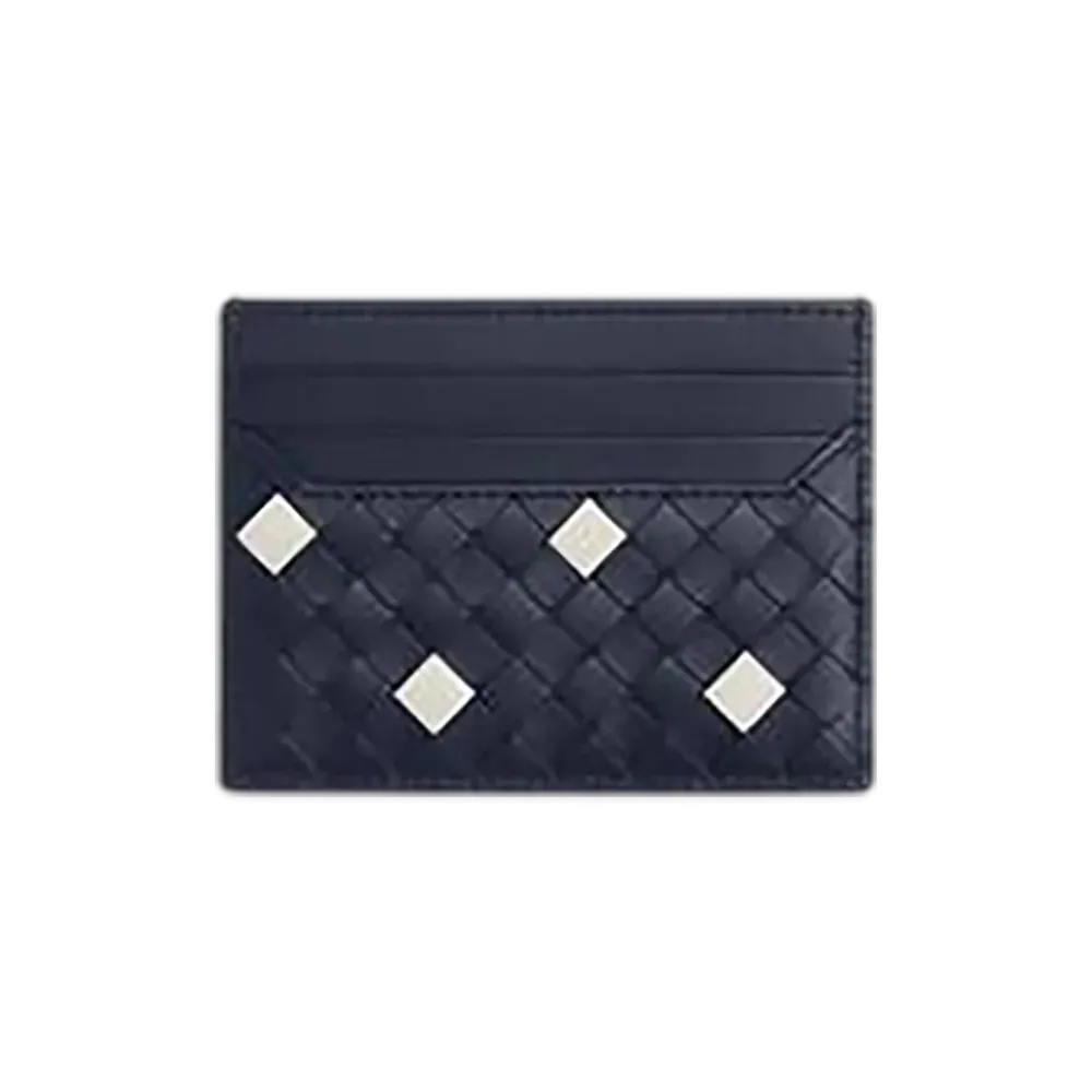 Bottega Veneta Intrecciato Piccolo Card Case "Abyss/White"