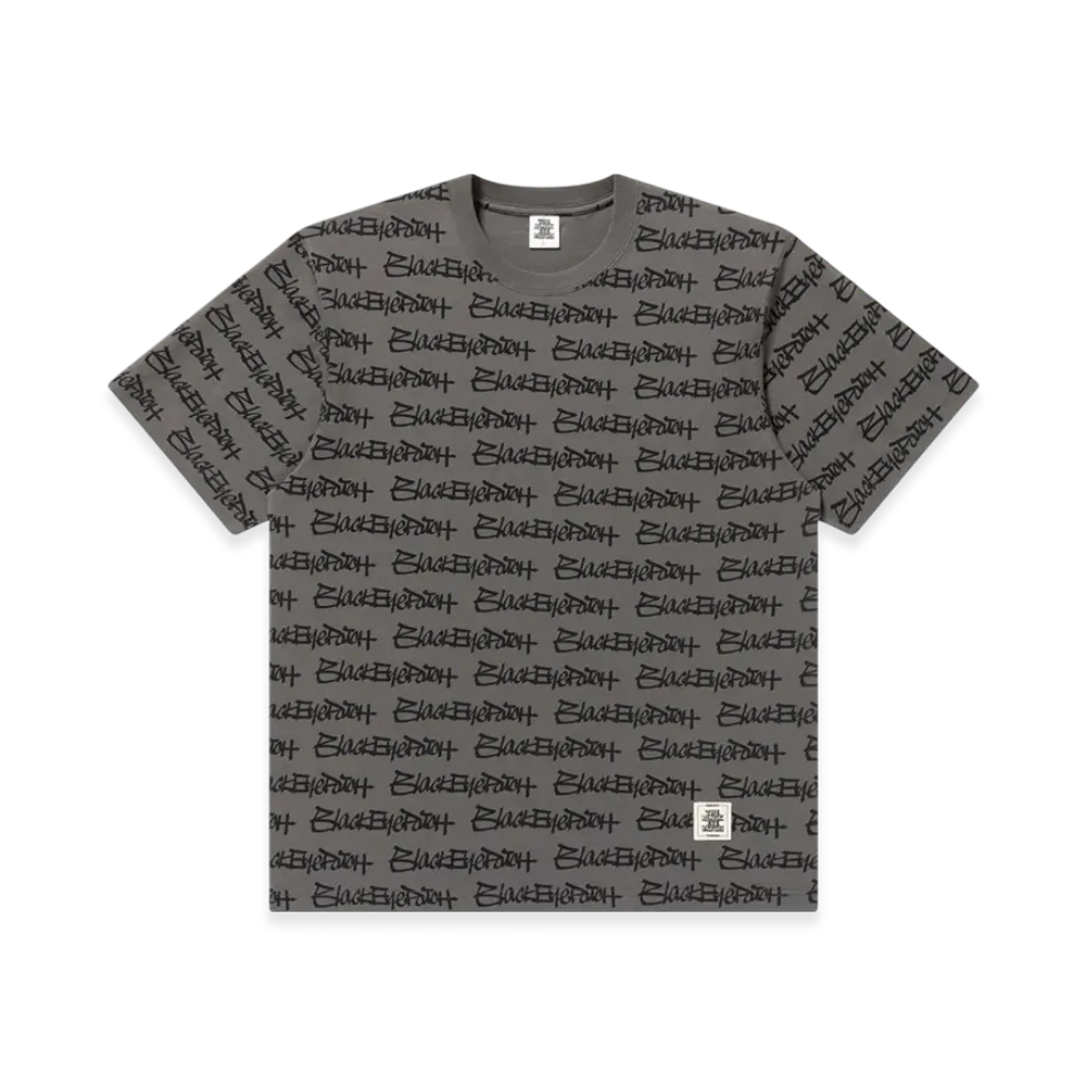 BlackEyePatch Fasthand Script Patterned Tee "Charcoal"