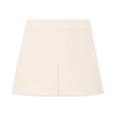 CELINE Women's Trapeze Mini Skirt in Wool Silk Gabardine "Creme"