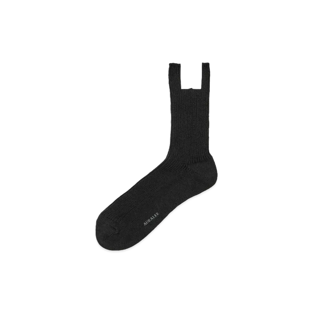 AURALEE Cotton Cashmere Low Gauge Socks "Black"