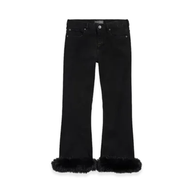 BALENCIAGA Women's Fur Trim Flare Capri Pants "Black"