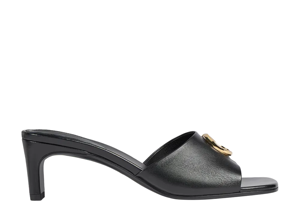 GUCCI Women's Slide Sandal with Double G "Black Leather"