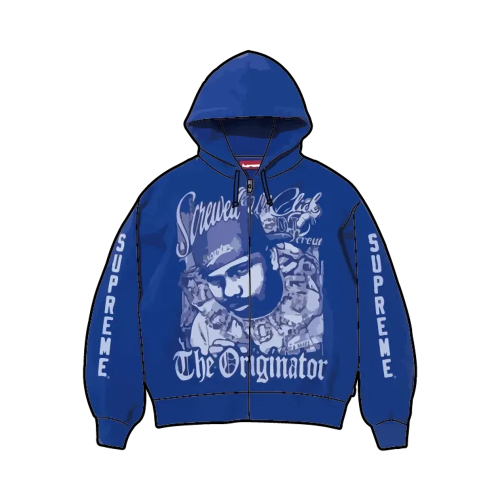 Supreme x DJ Screw Zip Up Hooded Sweatshirt "Royal"