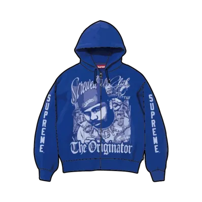 Supreme x DJ Screw Zip Up Hooded Sweatshirt "Royal"