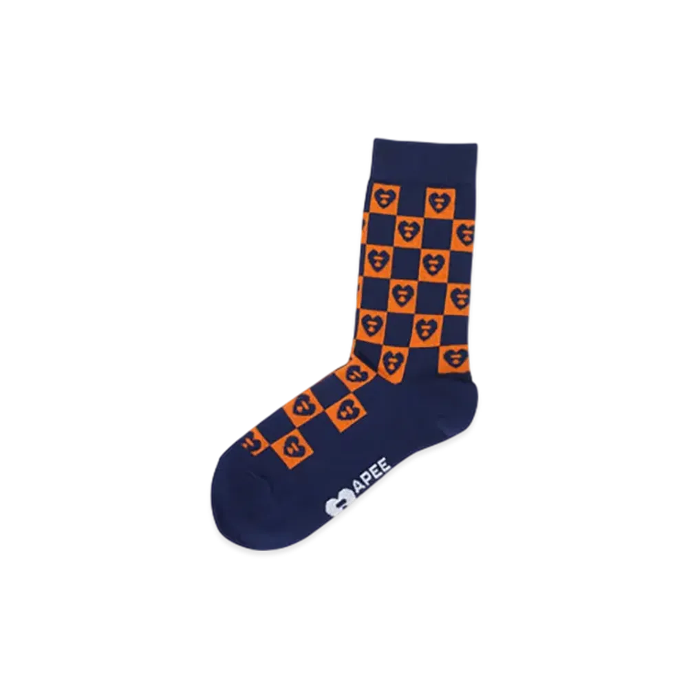 A BATHING APE APEE Jacquard Graphic Socks #3 "Navy"