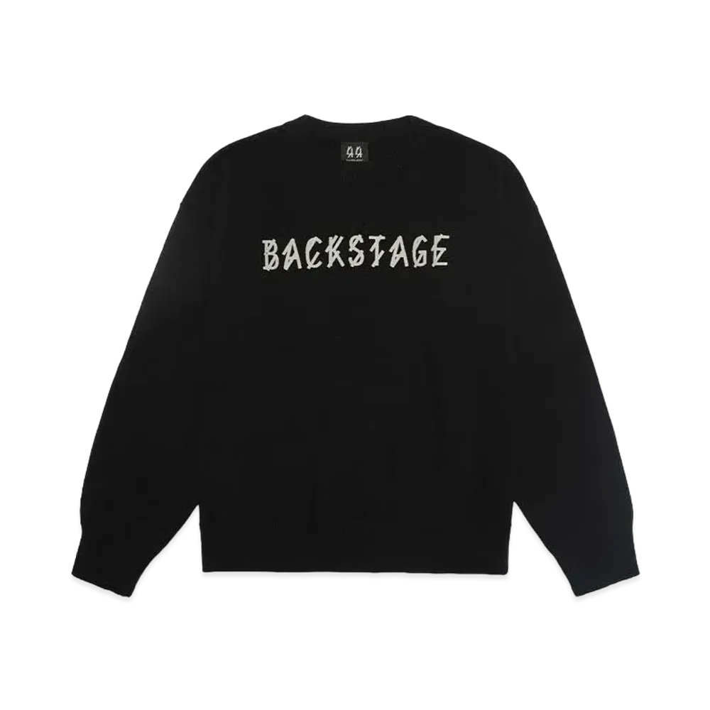 44 LABEL GROUP BACKSTAGE KELVIN CREWNECK WOOL 100 BLACK + BACKSTAGE FRONT PRINT "BLACK"