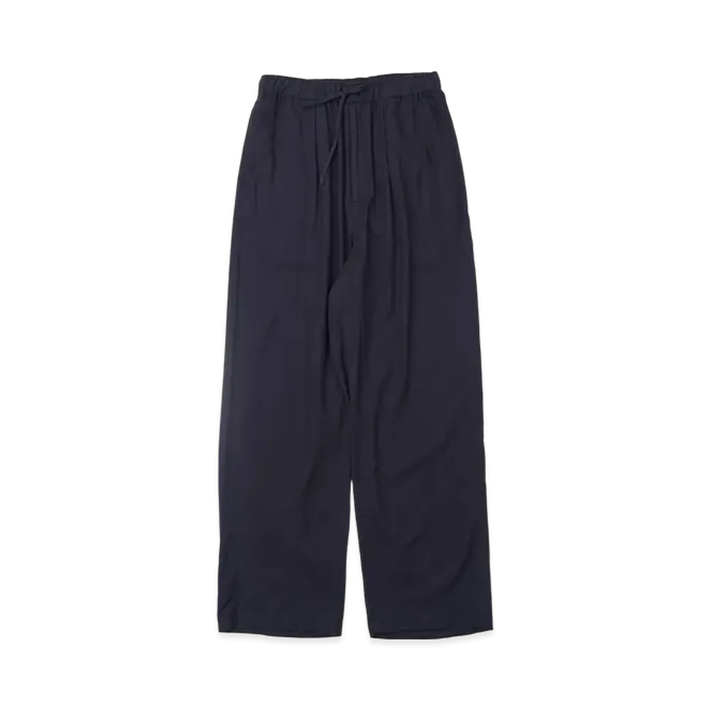 YOKE Garmentdyed Cotton Silk Twill Easy Pants "Navy"