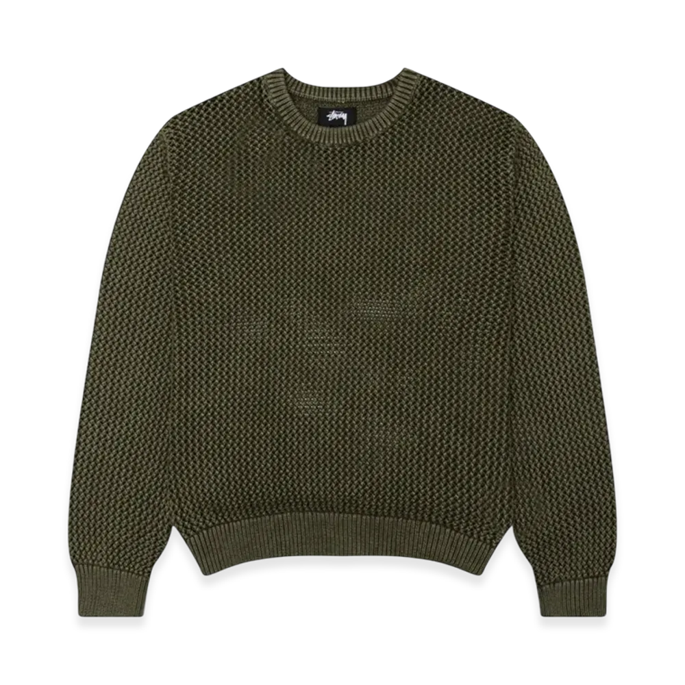 Stussy Pigment Dyed Loose Gauge Sweater "Dark Olive"